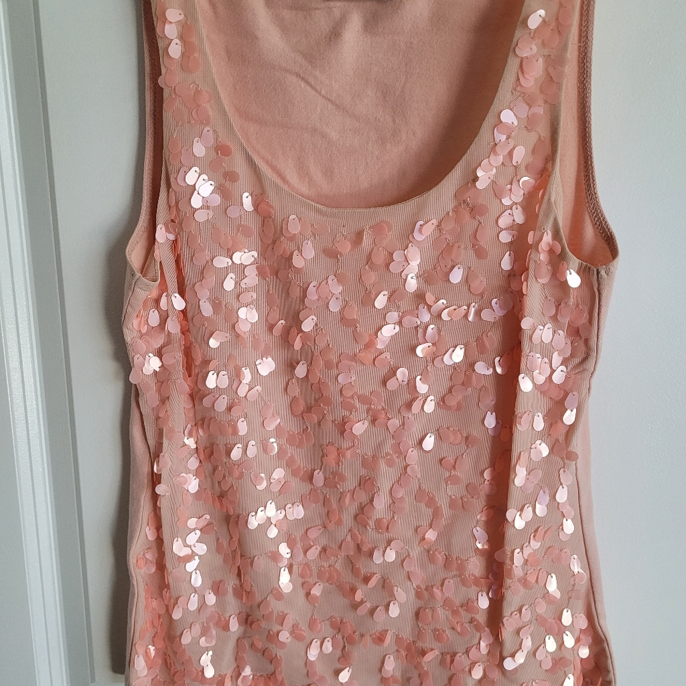 BCNG MAXAZRIA Soft Pink Sequin, no sleeves top